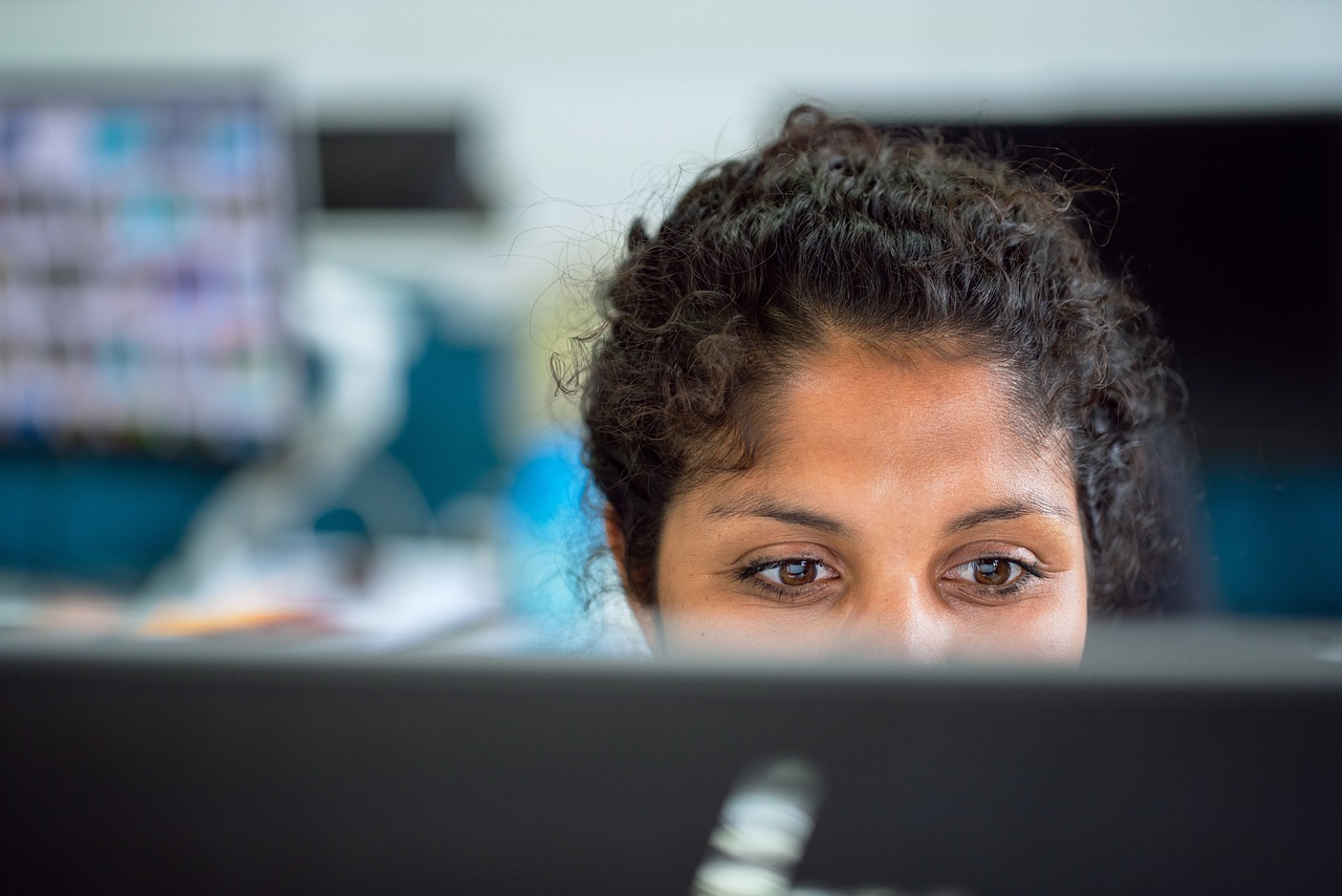 Image of woman, work, office, face, eyes, computer, engineer, office, office, computer, engineer, engineer, engineer, engineer, engineer